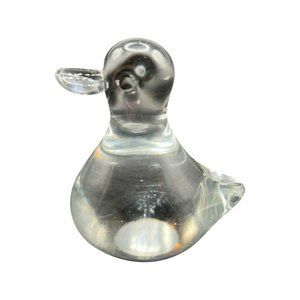 Clear art glass duck duckling paperweight figurine Clear Bottom Collectible